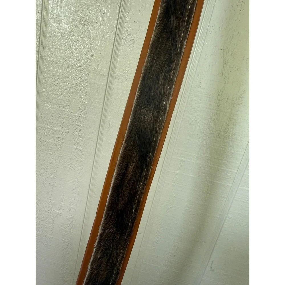 Mens Tooled Leather Western Belt cow Hide Inlay Tan Size 42 Snap On Buckle - Picture 4 of 6